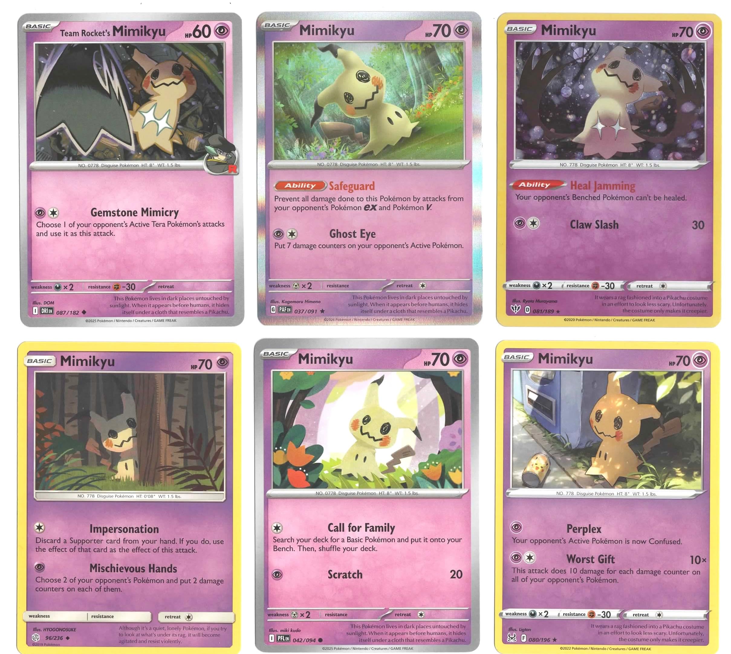 Amazon.com: Mimikyu - Pokemon Card Lot x6 - Cosmic Eclipse Paldea